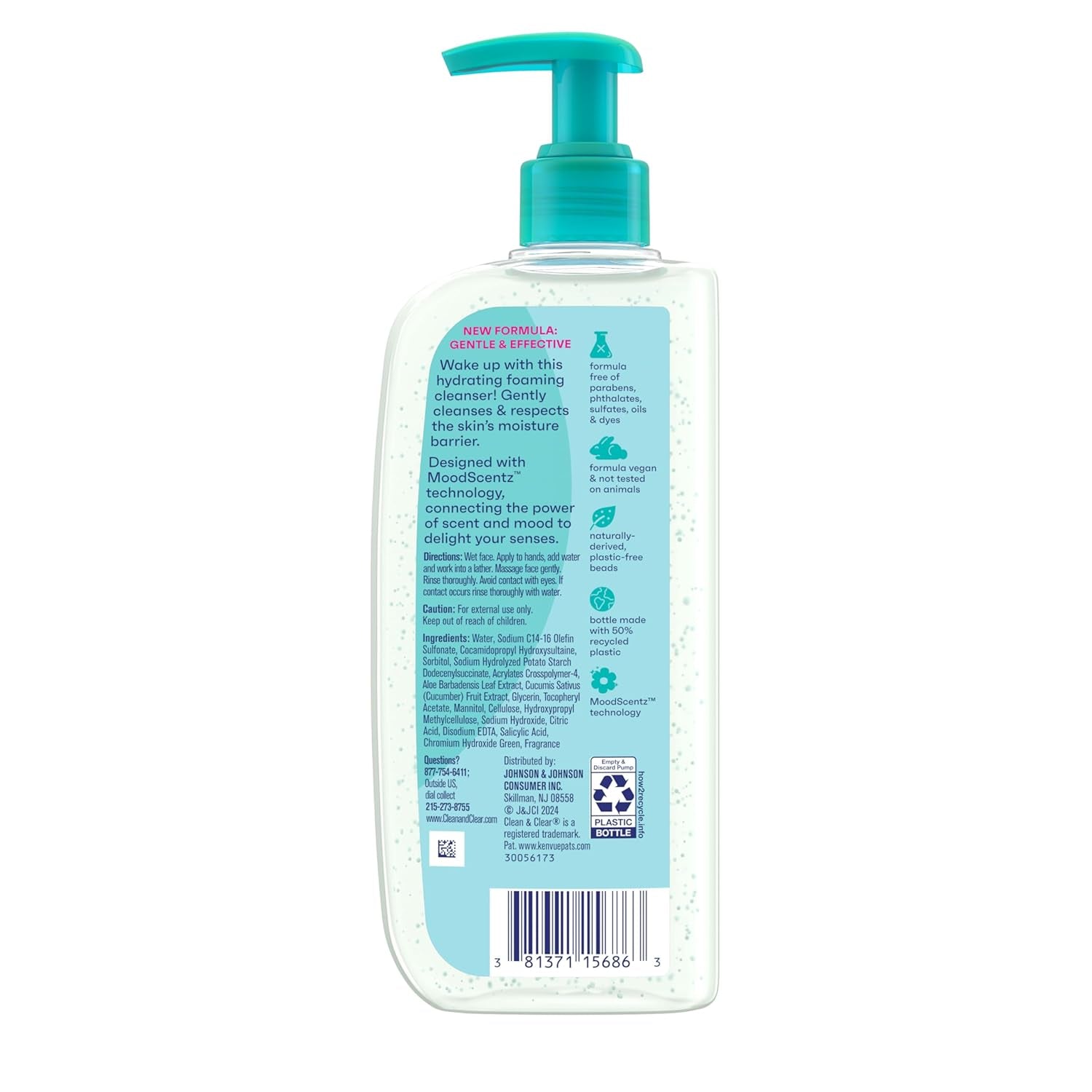 Morning Burst Oil-Free Hydrating Facial Cleanser with BHA, Cucumber & Aloe Extracts, Face Wash Gently Removes Oil & Pore Clogging Impurities, 8 Fl. Oz