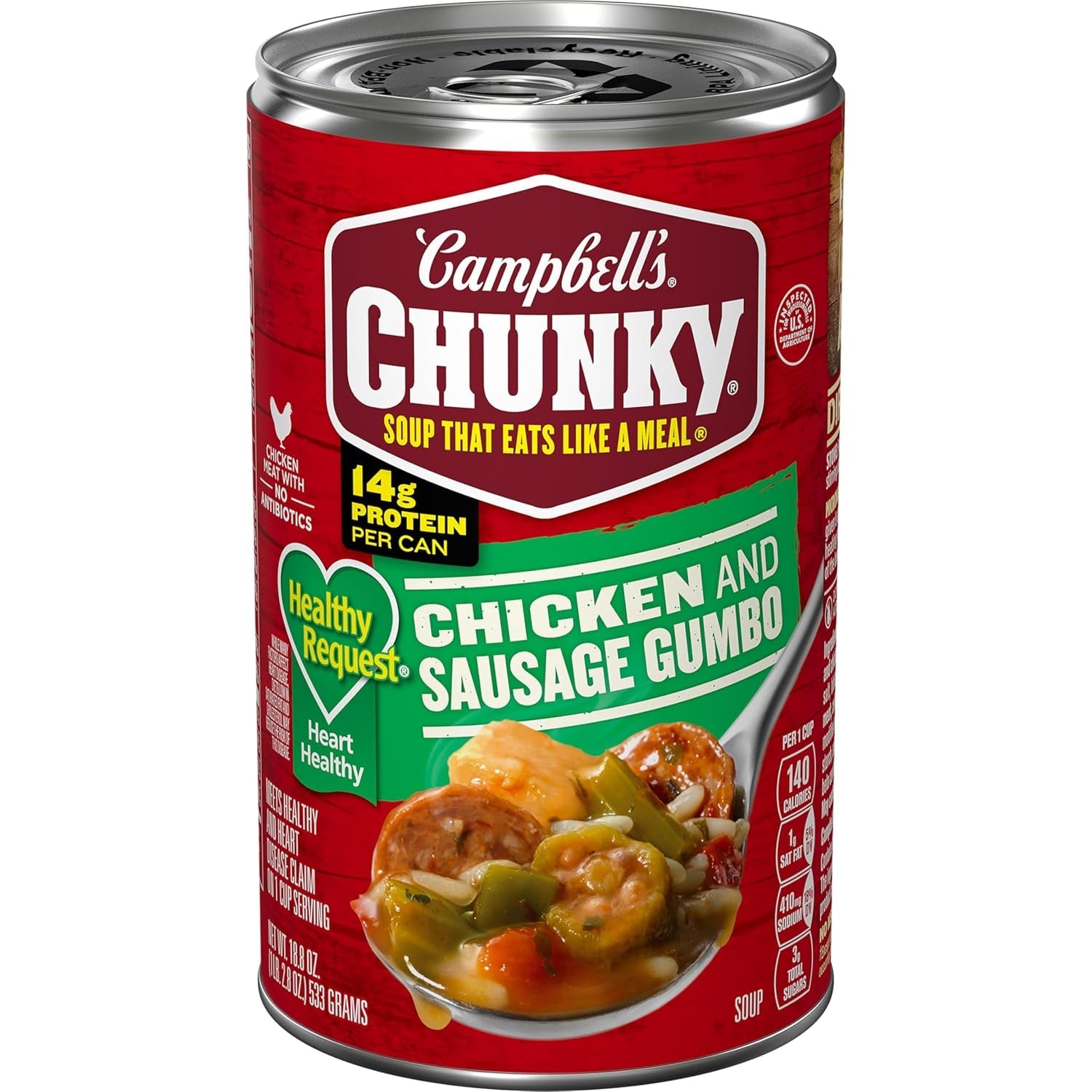Chunky Soup, Healthy Request Chicken and Sausage Gumbo, 18.8 Oz Can