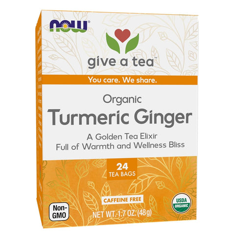Give a Tea Organic Turmeric Ginger Tea, Caffeine-Free, USDA Certified Organic, Non-Gmo, 24 Tea Bags, 1.7 Ounce (Pack of 6)