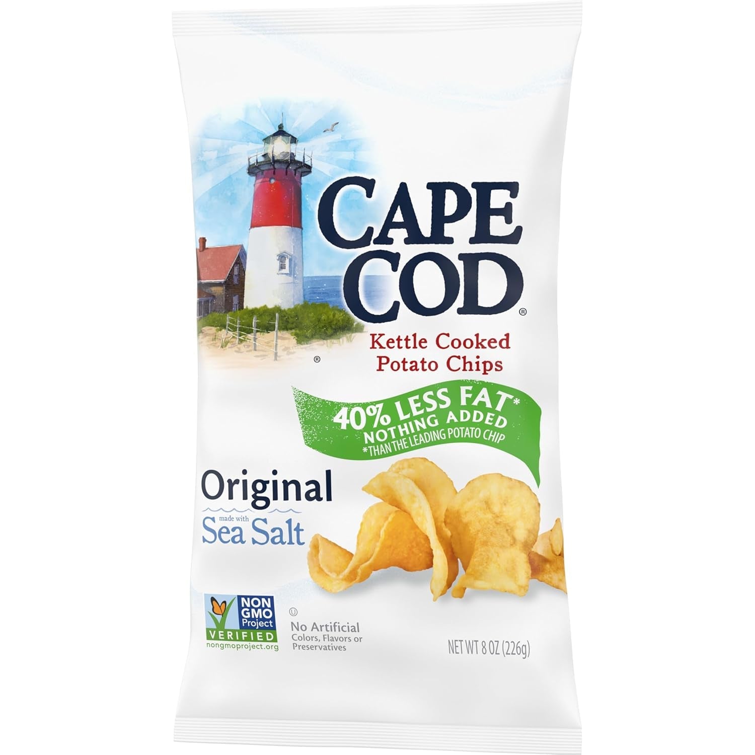 Potato Chips, Less Fat Original Kettle Chips, 8 Oz