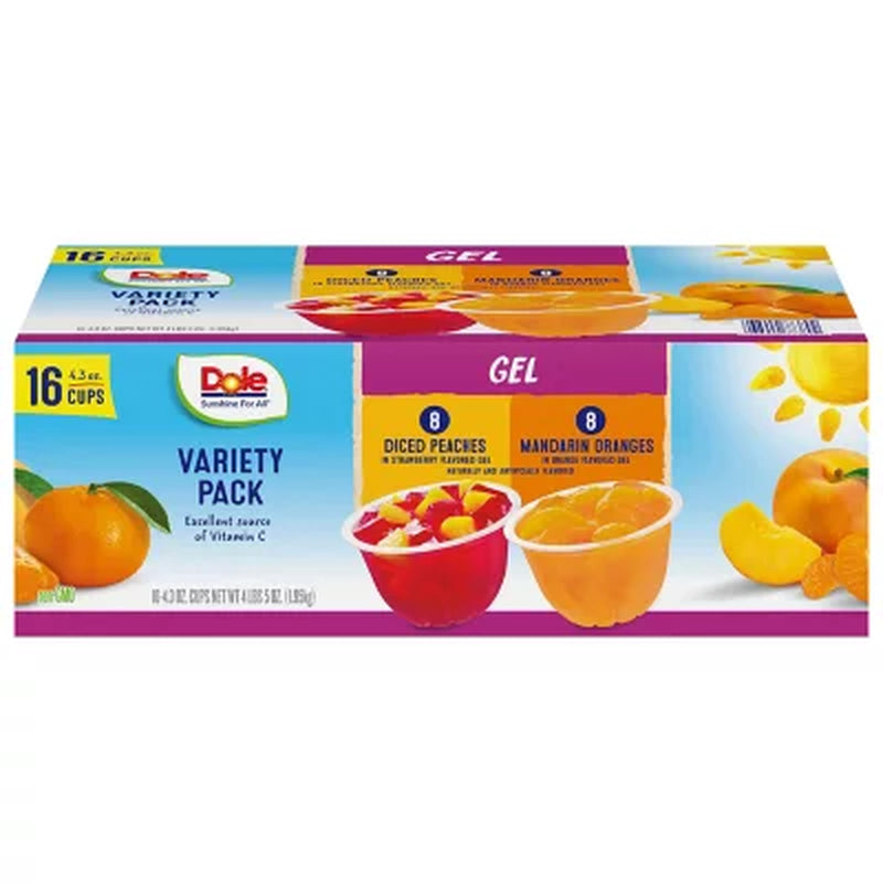 Dole Fruit Bowls in Gel Variety Pack 4.3 Oz., 16 Pk.