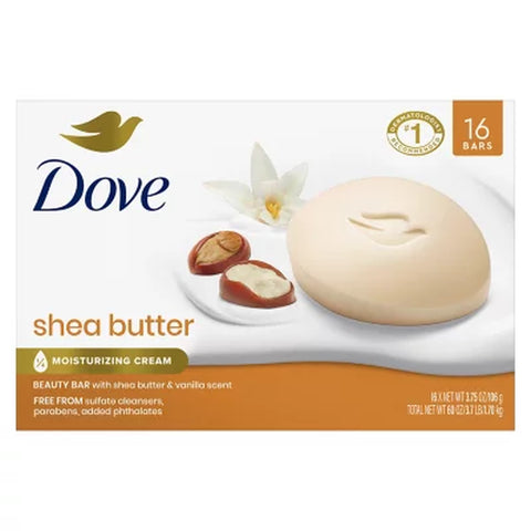 Dove Bar Soap, Shea Butter & Vanilla, 3.75 Oz., 16 Ct.