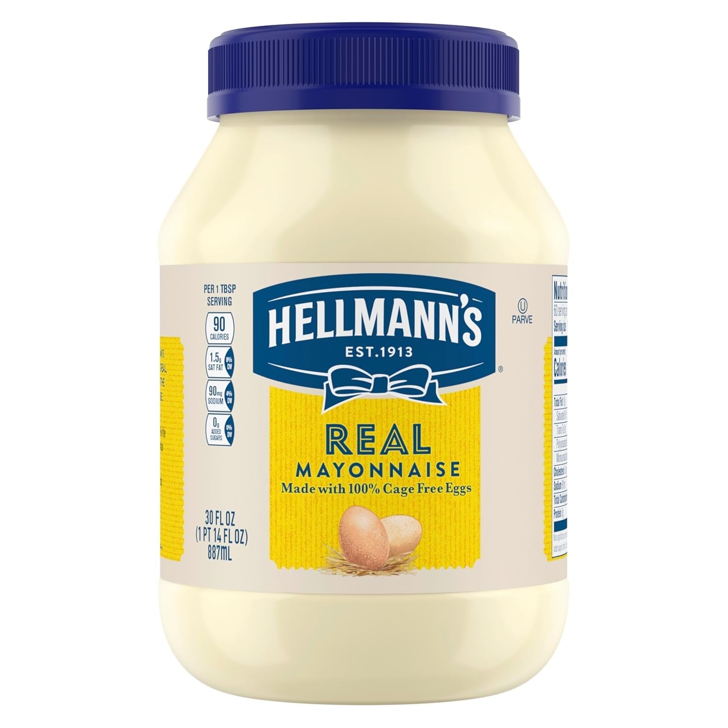 Mayonnaise Real Mayo 1 Ct for a Creamy Sandwich Spread or Condiment Rich in Omega-3 ALA, Gluten Free 30 Oz