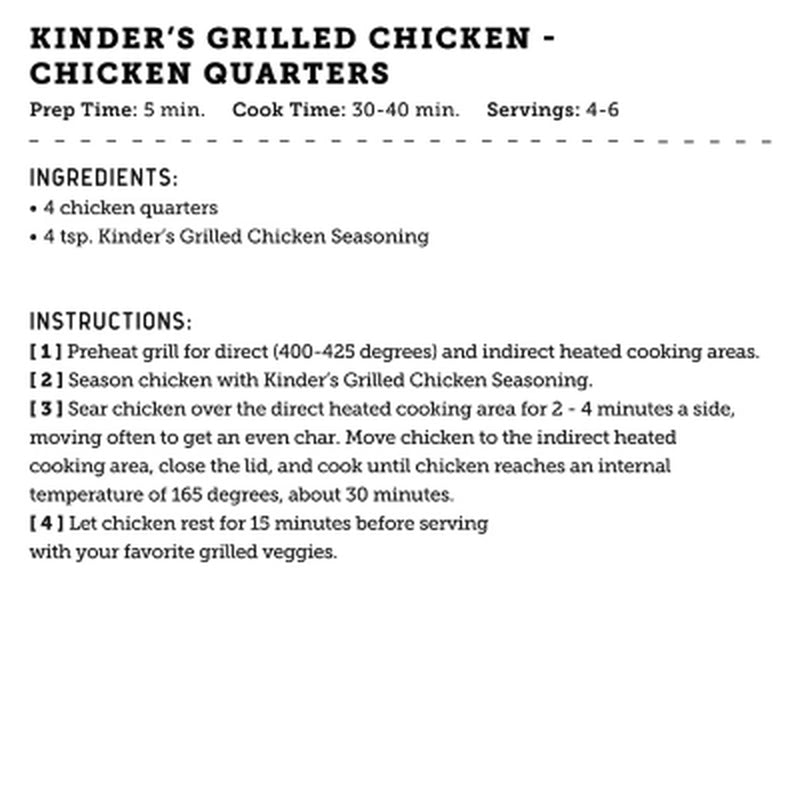 Kinder'S Grilled Chicken Seasoning 9.2 Oz.