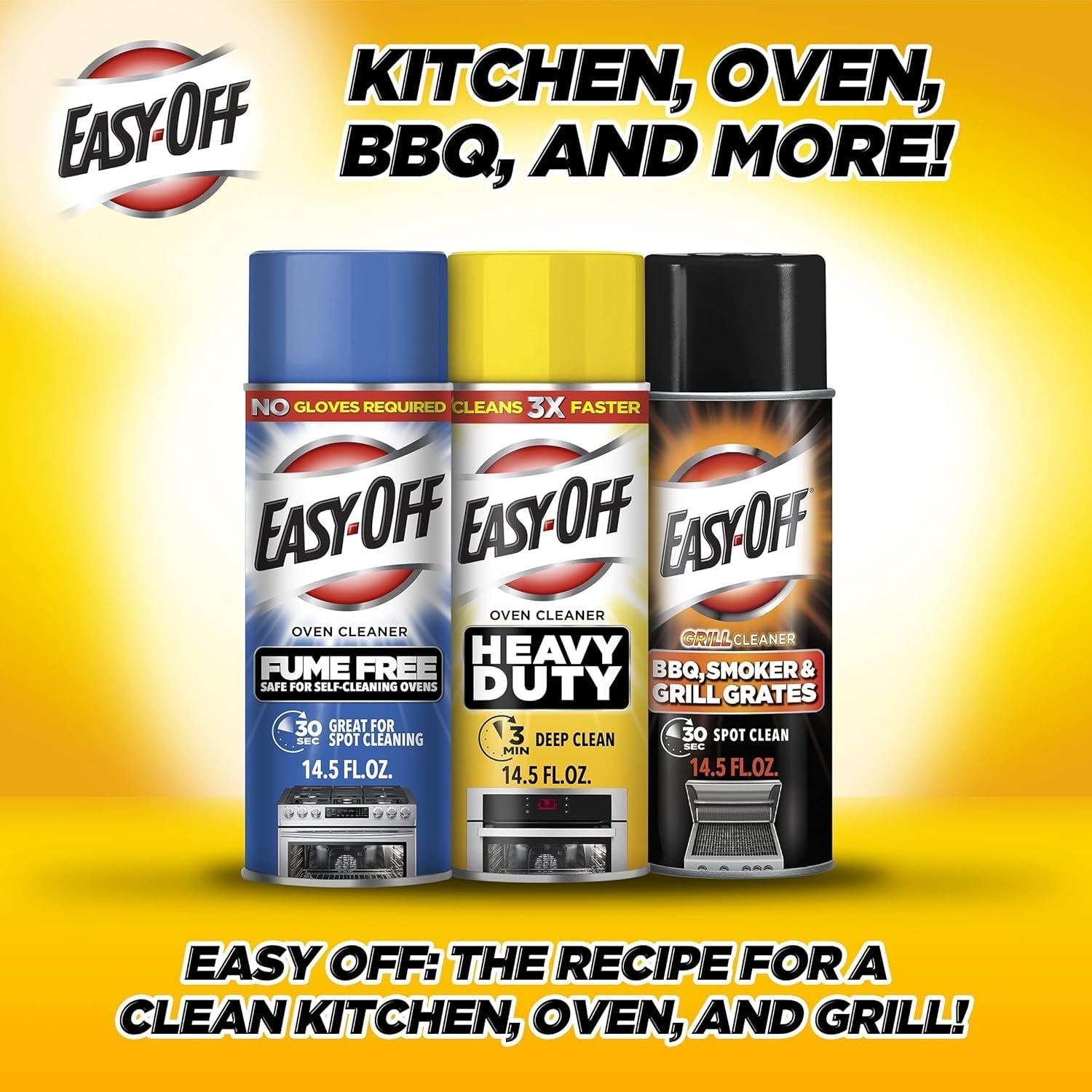 Heavy Duty Oven Cleaner, Destroys Tough Burnt on Food and Grease, Lemon Scent, 14.5 Oz Can