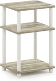 Just 3-Tier Turn-N-Tube End Table / Side Table / Night Stand / Bedside Table with Plastic Poles, 1-Pack, Sonoma Oak/White