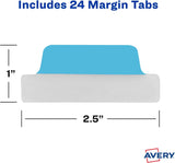Margin Ultra Tabs, 2.5" X 1", 2-Side Writable, Assorted Colors, 24 Repositionable Page Tabs (74768)