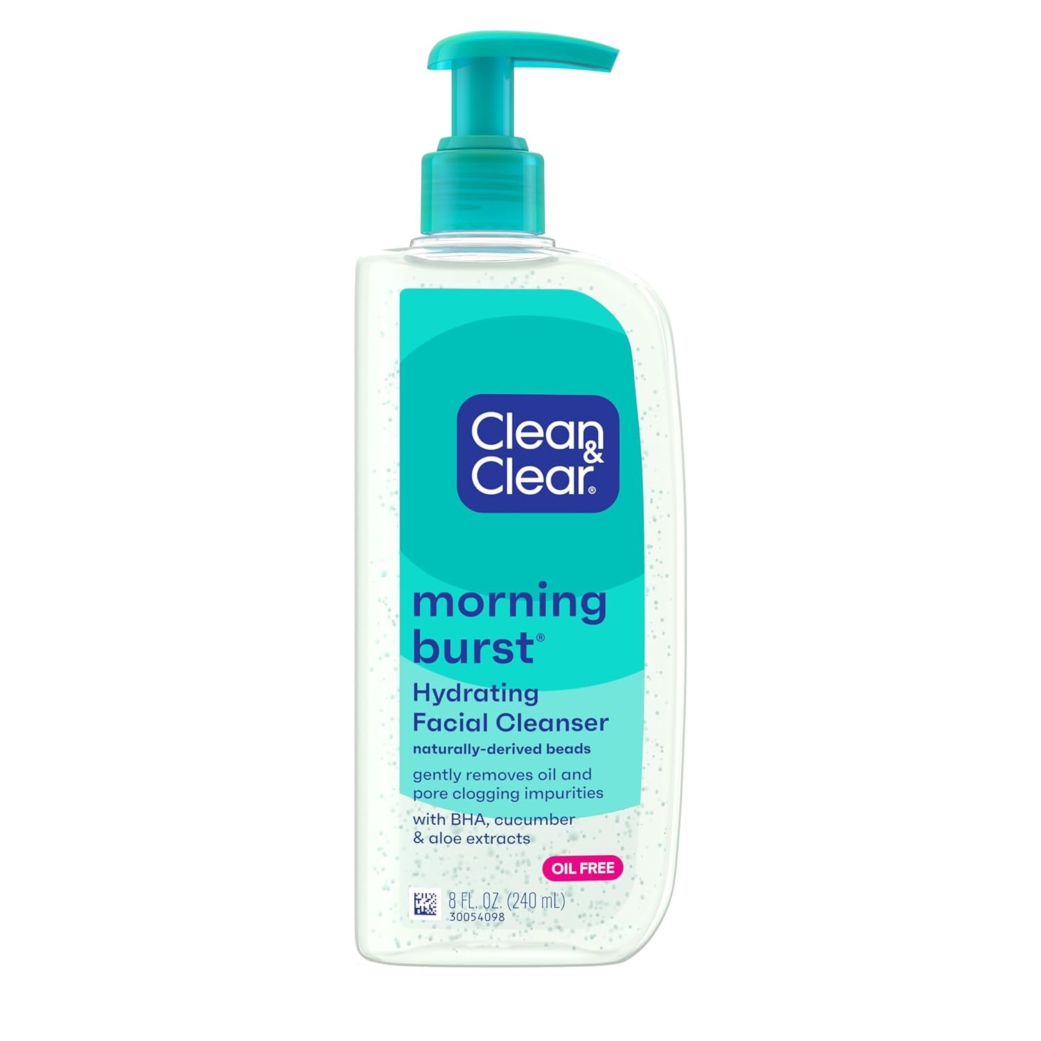 Morning Burst Oil-Free Hydrating Facial Cleanser with BHA, Cucumber & Aloe Extracts, Face Wash Gently Removes Oil & Pore Clogging Impurities, 8 Fl. Oz