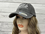 Embroidered #LakeLife Hat Distressed for Men Women, Washed Black Cotton Adjustable Beach Life Unisex Baseball Cap Dad Hat