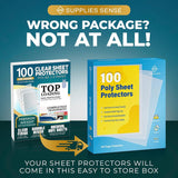 Sheet Protectors for 3 Ring Binder, 100 Pack Premium Clear Page Protector 8.5 X 11 Inch, Plastic Sleeves for Binders, Top Loading Paper Sheets Document Sleeve Letter Size, Photo, Office, Home
