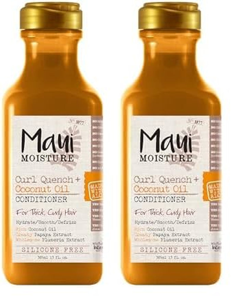 Curl Quench + Coconut Oil Curl-Defining Anti-Frizz Conditioner to Hydrate and Detangle Tight Curly Hair, Softening Conditioner, Vegan, Silicone & Paraben-Free, 13 Fl Oz (Pack of 2)