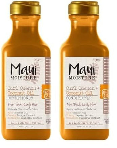 Curl Quench + Coconut Oil Curl-Defining Anti-Frizz Conditioner to Hydrate and Detangle Tight Curly Hair, Softening Conditioner, Vegan, Silicone & Paraben-Free, 13 Fl Oz (Pack of 2)