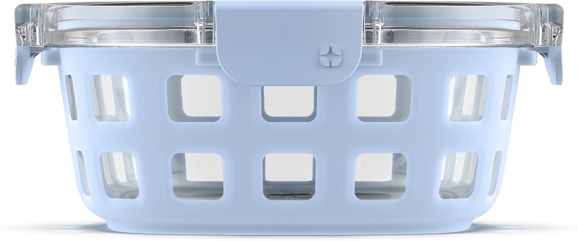 Duraglass Meal Prep Container, 4 Cup- Glass Food Storage Container with Silicone Sleeve and Airtight Bpa-Free Plastic Lid, Dishwasher, Microwave, and Freezer Safe, Halogen Blue