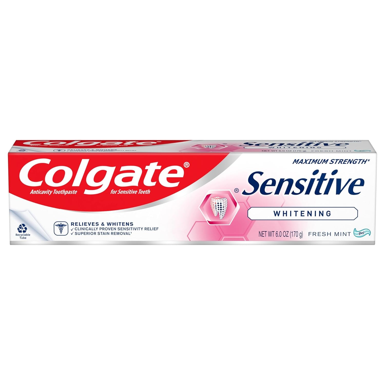 Sensitive Maximum Strength Sensitive Toothpaste, plus Whitening and Fresh Stripe, 6 Oz