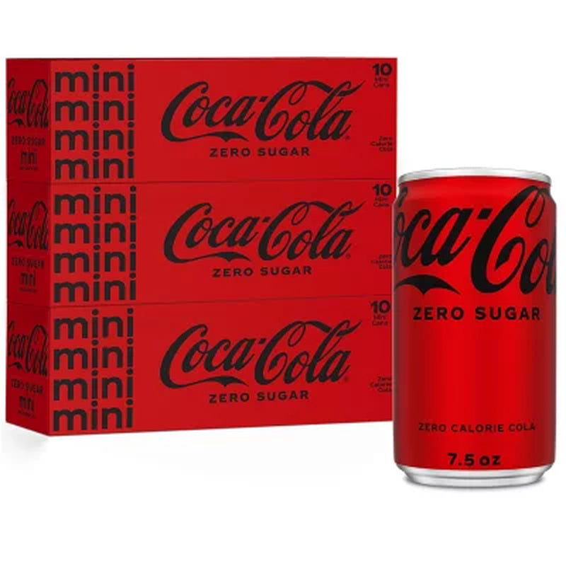 Coke Zero Sugar Diet Soda Mini Cans, 7.5 Fl. Oz., 30 Pk.