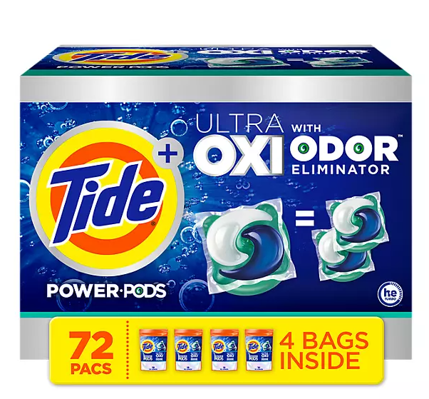 Tide Power PODS + Ultra OXI Laundry Detergent Pacs, 72 ct.