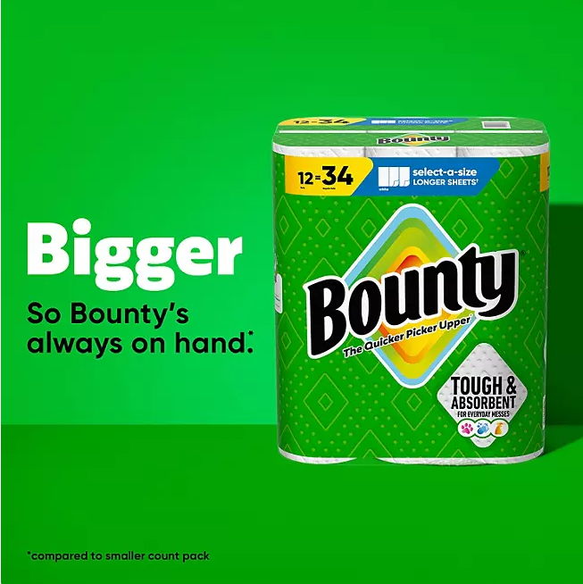 Bounty Select-A-Size 2-Ply Paper Towels, 12 rolls, 119 sheets/roll