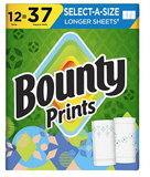 Bounty Prints Select-A-Size 2-Ply Paper Towels, 12 Rolls, 128 sheets/roll
