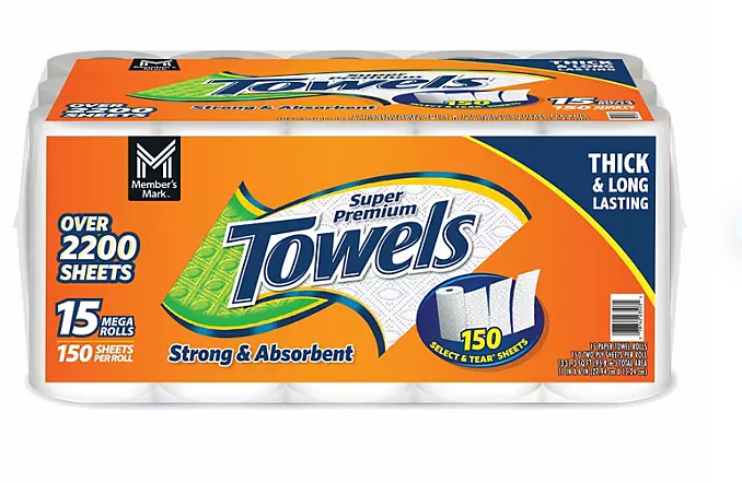 Member's Mark Select & Tear 2-Ply Paper Towel 15 rolls, 150 sheets/roll