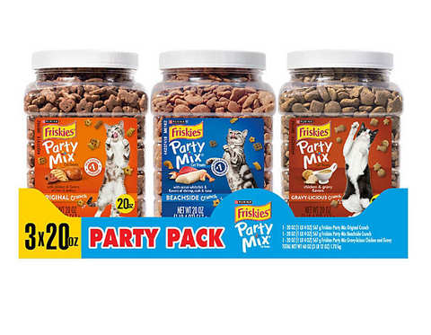 Friskies Party Mix Party Variety Pack, Cat Treats, 60 oz.