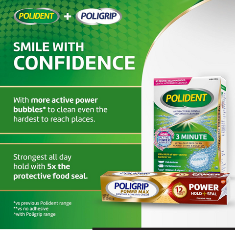 Power Max Power Hold plus Seal Denture Adhesive Cream, Denture Cream for Secure Hold and Food Seal, Flavor Free - 2.2 Oz (Pack of 2)