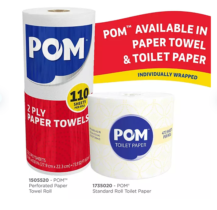 POM Individually Wrapped 2-Ply Paper Towels 30 rolls, 110 sheets/roll