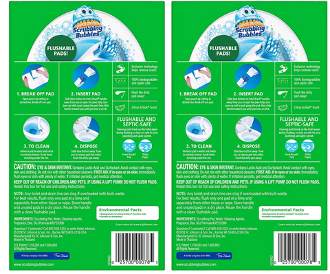 Flushable Toilet Bowl Wand Cleaner Refills, Fresh Brush Cleaner Toilet Refill Pads, Removes Limescale & Odors, Citrus Scent, 20 Count (Pack of 1)