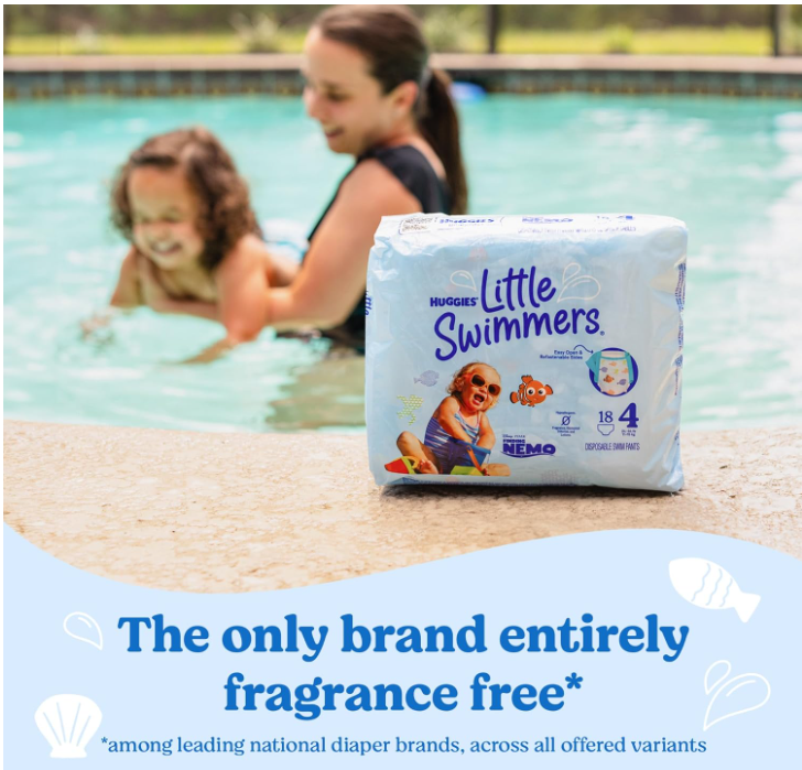 Little Swimmers Disposable Swimming Diapers, Size 4 (24-34 Lbs), 18 Ct