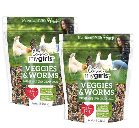 Love My Girls 2-pack Veggies & Worms 5lb Chicken Treat Bags