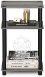 Just 3-Tier Turn-N-Tube End Table / Side Table / Night Stand / Bedside Table with Plastic Poles, 1-Pack, French Oak Grey/Black
