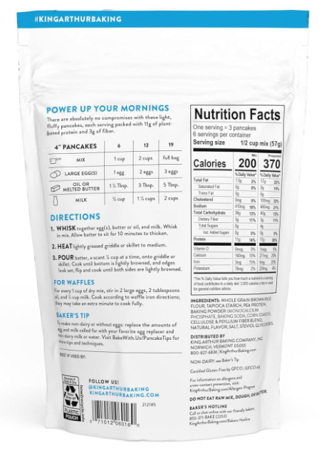 Flour Gluten Free Protein Pancake Mix, Non-Gmo Project Verified, No Sugar Added, Non-Dairy, 12 Oz