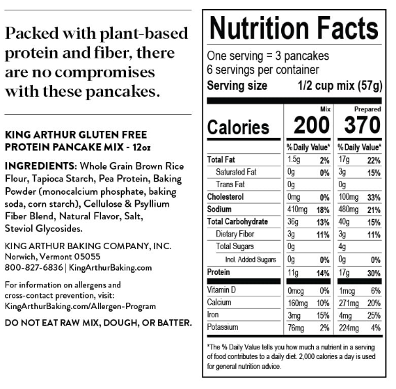 Flour Gluten Free Protein Pancake Mix, Non-Gmo Project Verified, No Sugar Added, Non-Dairy, 12 Oz