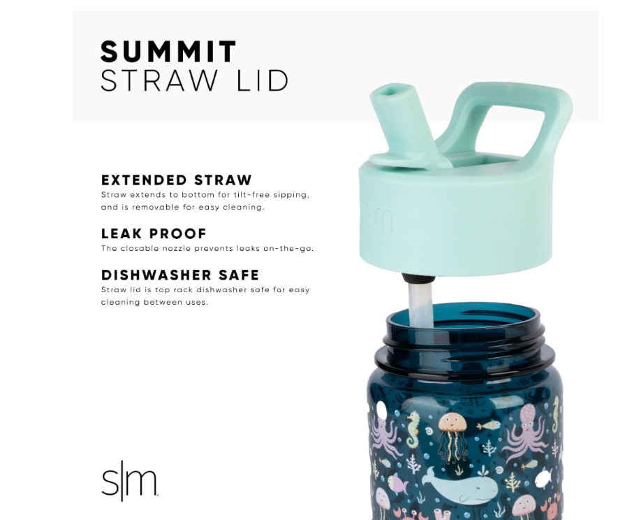 Kids Water Bottle Plastic Bpa-Free Tritan Cup with Leak Proof Straw Lid | Reusable and Durable for Toddlers, Boys | Summit Collection | 12Oz, Solar System