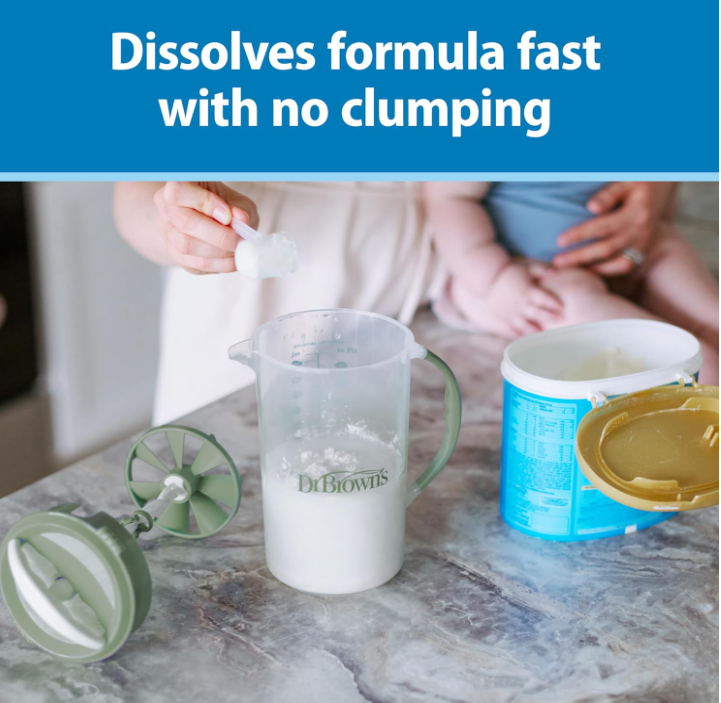 Baby Formula Mixing Pitcher with Adjustable Stopper, Locking Lid & No Drip Spout, Black, BPA Free, 36Oz, 1 Pack