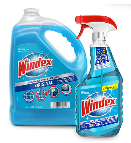 Windex Original Glass Cleaner, 1 spray bottle + 128 fl. oz. Refill
