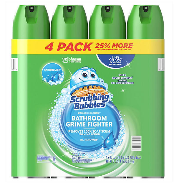 Scrubbing Bubbles Bathroom Cleaner, Rainshower, 4 ct., 100 oz.