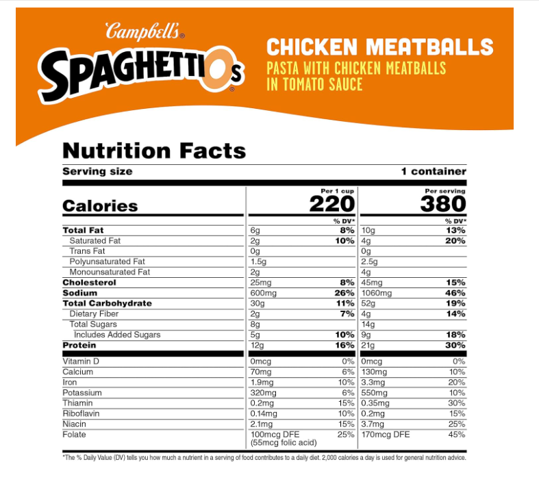 Canned Pasta with Chicken Meatballs, 15.6 Oz Can