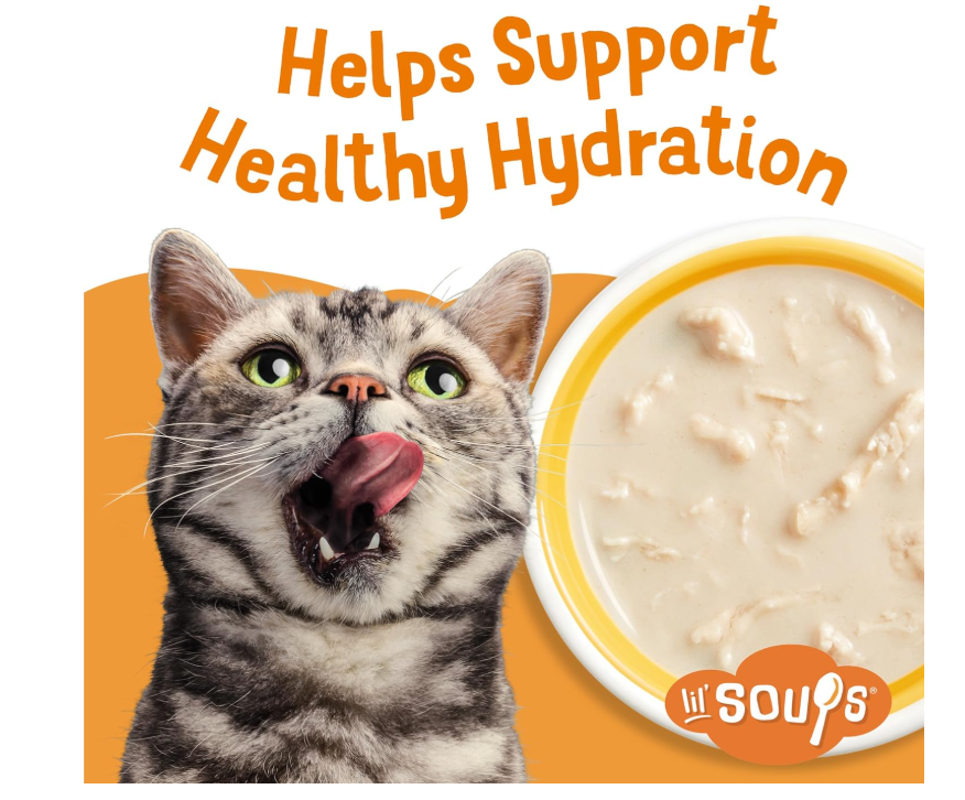 Purina  Natural, Grain Free Wet Cat Food Lickable Cat Treats, Lil' Soups Flaked Chicken - (Pack of 8) 1.2 Oz. Tubs