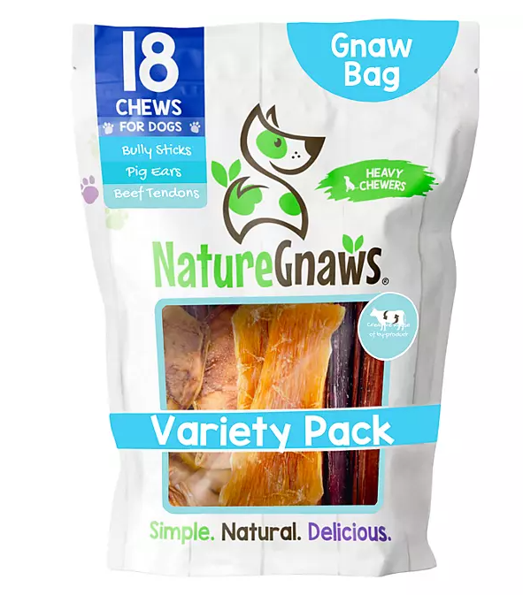 Nature Gnaws Dog Chews, Variety Pack, 19.2 oz., 18 ct.