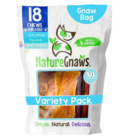 Nature Gnaws Dog Chews, Variety Pack, 19.2 oz., 18 ct.