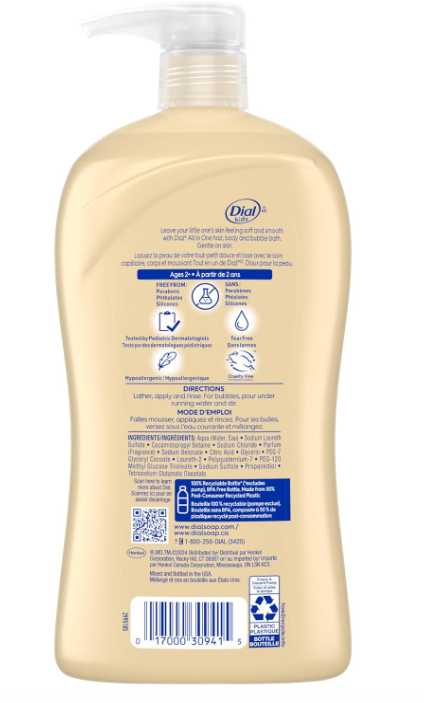 Kids 3-In-1 Body+Hair+Bubble Bath, Peach Scent, 32 Fl Oz