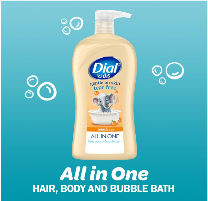 Kids 3-In-1 Body+Hair+Bubble Bath, Peach Scent, 32 Fl Oz