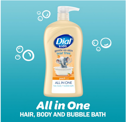 Kids 3-In-1 Body+Hair+Bubble Bath, Peach Scent, 32 Fl Oz