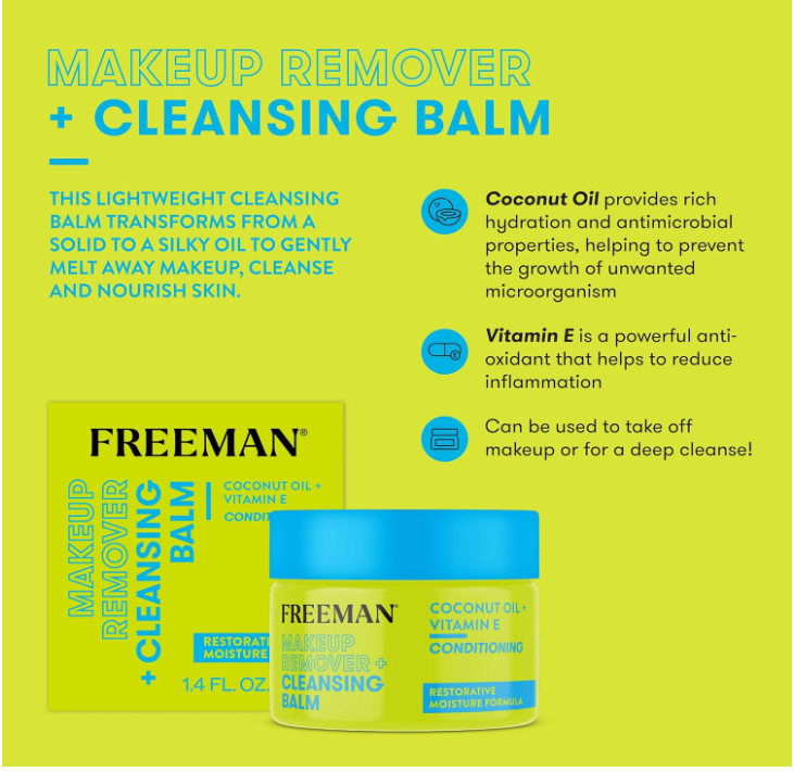 Makeup Remover + Cleansing Balm, Moisturizing & Nourishing Makeup Remover Balm, Coconut Oil & Vitamin E, Gently Removes Tough Makeup & Cleanses, 1.4 Fl.Oz./ 42 Ml Jar, 1 Count