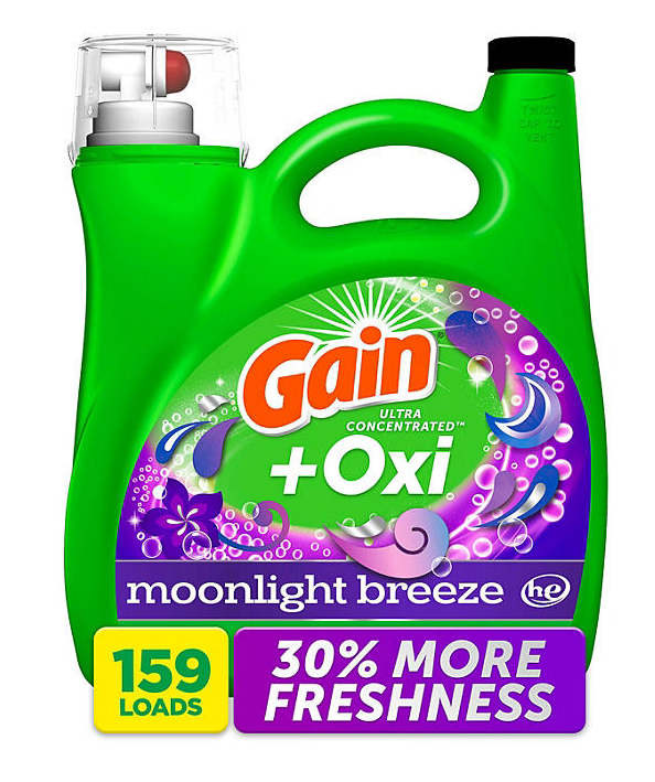 Gain + Oxi Liquid Laundry Detergent, Moonlight Breeze, 159 Loads, 170 fl. oz.