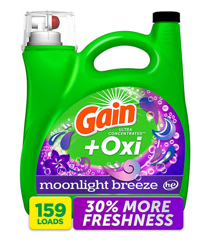 Gain + Oxi Liquid Laundry Detergent, Moonlight Breeze, 159 Loads, 170 fl. oz.