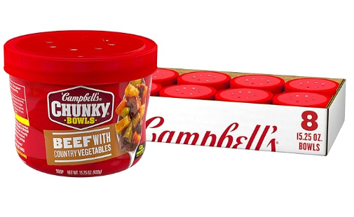 Chunky Soup, Beef Soup with Country Vegetables, 15.25 Oz Microwavable Bowl