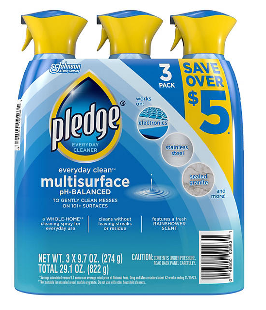 Pledge Multisurface Cleaner, Rainshower, 3 ct., 29 oz.