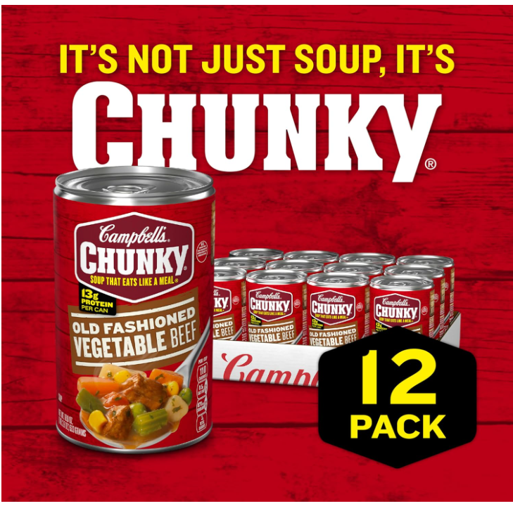 Campbell’S Chunky Soup, Old Fashioned Vegetable Beef Soup, 18.8 Oz Can