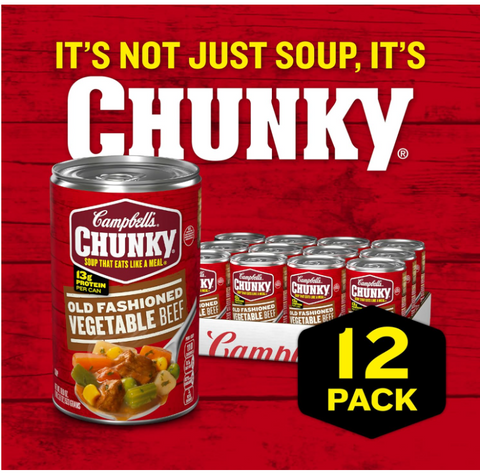 Campbell’S Chunky Soup, Old Fashioned Vegetable Beef Soup, 18.8 Oz Can